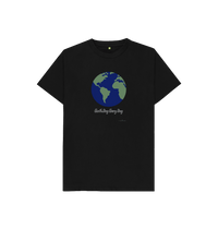 Black Kids' Basic T-Shirt Certified Organic Cotton, Eartharia Signature Collection, Earth Day Every Day