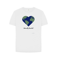 White Women's Relaxed Fit Tee Certified Organic Cotton, Eartharia's Signature Collection, Naturally Beautiful