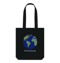 Black Tote Bag, Organic Cotton, Eartharia's Signature Collection, Earth Day Every Day