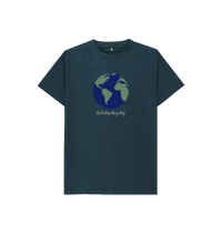 Denim Blue Kids' Basic T-Shirt Certified Organic Cotton, Eartharia Signature Collection, Earth Day Every Day