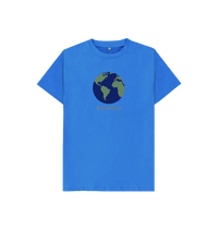 Bright Blue Kids' Basic T-Shirt Certified Organic Cotton, Eartharia's Signature Collection, Conserve to Preserve