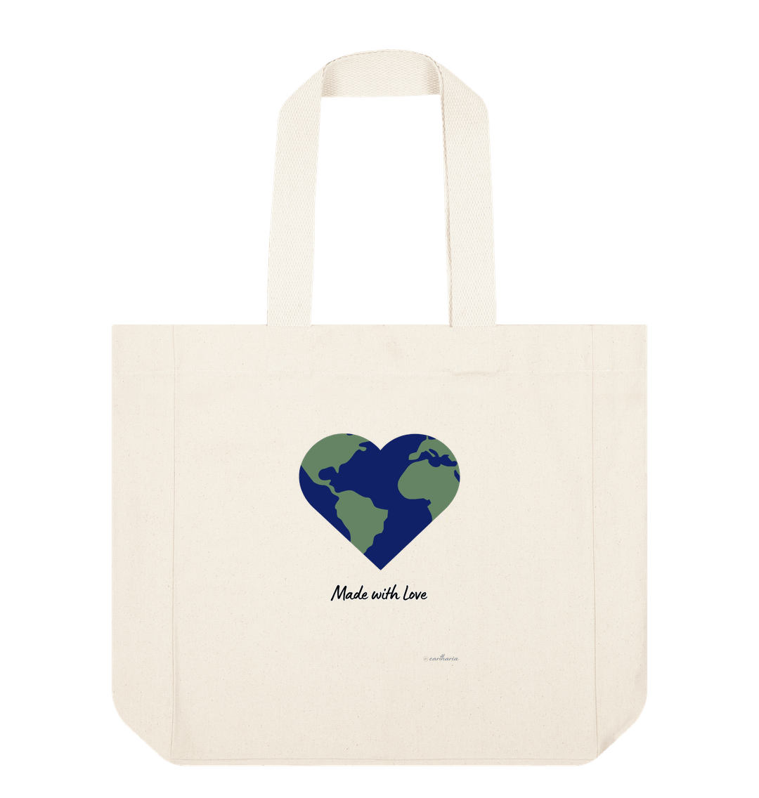 Natural Shopper Tote Bag Certified Organic Cotton, Eartharia's Signature Collection, Made with Love