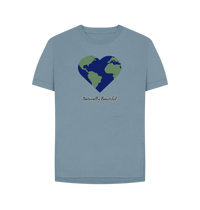 Stone Blue Women's Relaxed Fit Tee Certified Organic Cotton, Eartharia's Signature Collection, Naturally Beautiful