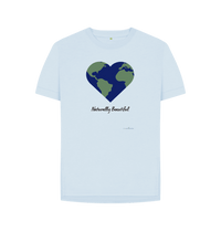 Sky Blue Women's Relaxed Fit Tee Certified Organic Cotton, Eartharia's Signature Collection, Naturally Beautiful