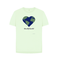 Pastel Green Women's Relaxed Fit Tee Certified Organic Cotton, Eartharia's Signature Collection, Naturally Beautiful