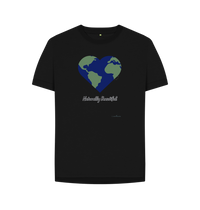 Black Women's Relaxed Fit Tee Certified Organic Cotton, Eartharia's Signature Collection, Naturally Beautiful