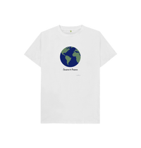 White Kids' Basic T-Shirt Certified Organic Cotton, Eartharia's Signature Collection, Conserve to Preserve