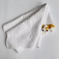 Baby Quilt, Embroidered Cotton, White