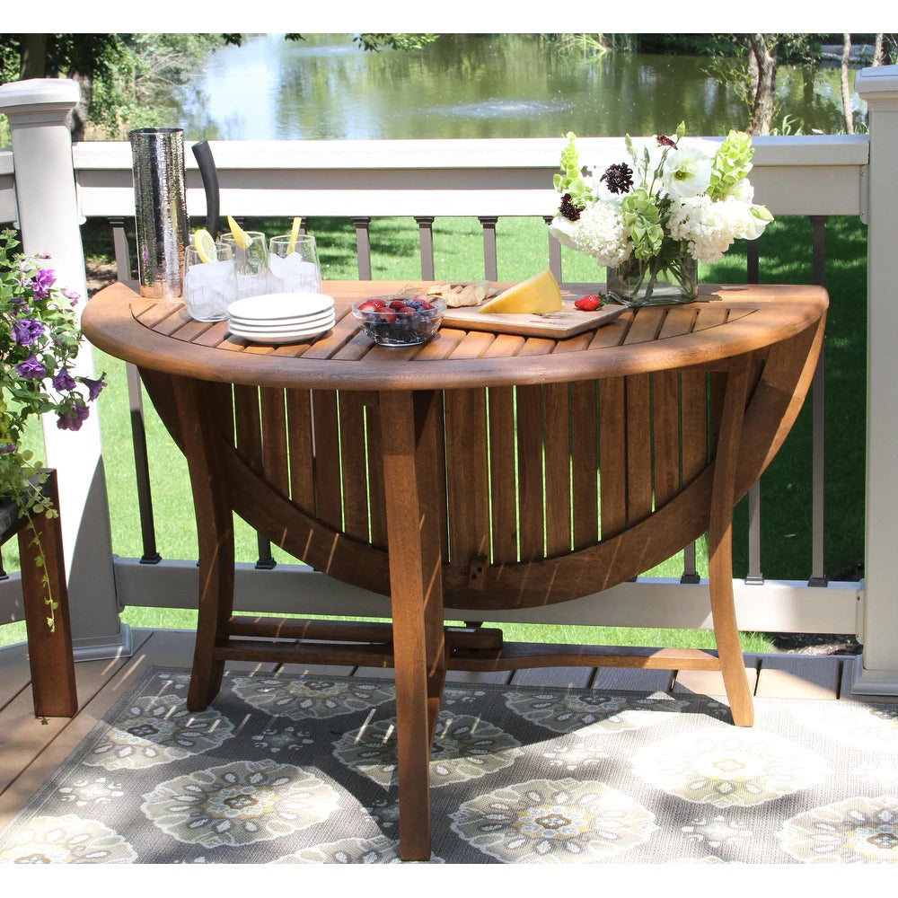 Eucalyptus Folding Table, Round, All Natural, Sustainable