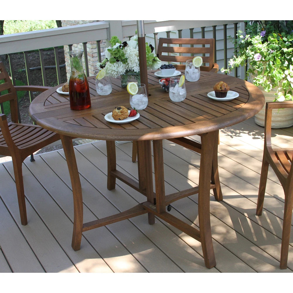 Eucalyptus Folding Table, Round, All Natural, Sustainable