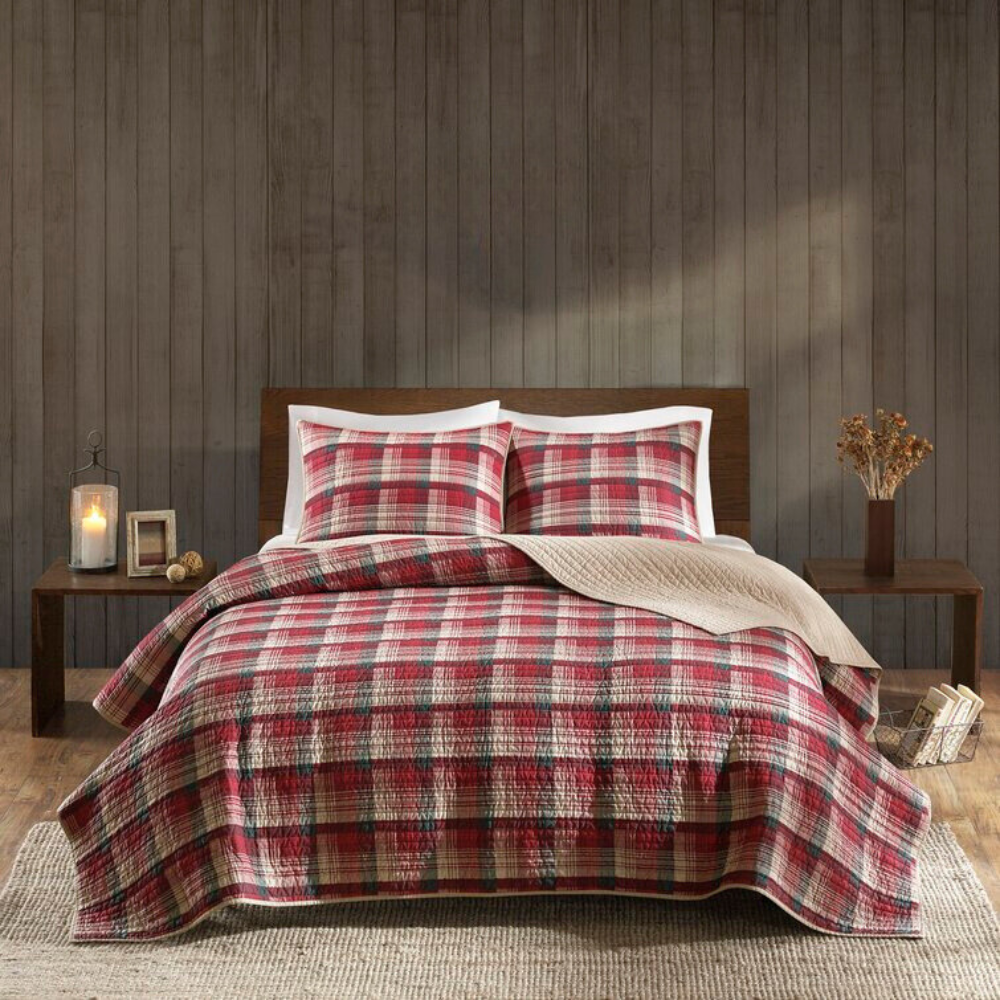 Plaid Quilt Set, 100% Cotton