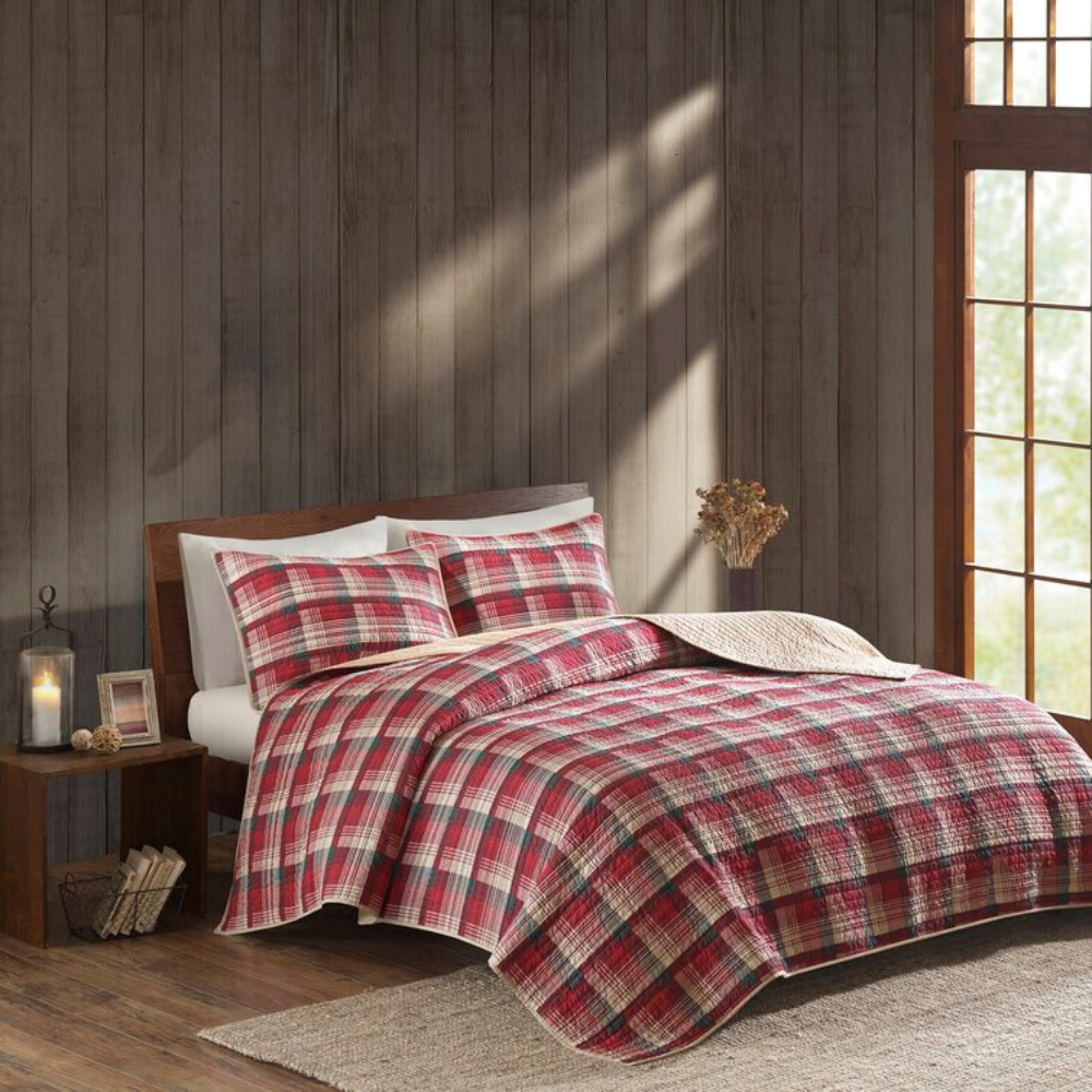 Plaid Quilt Set, 100% Cotton