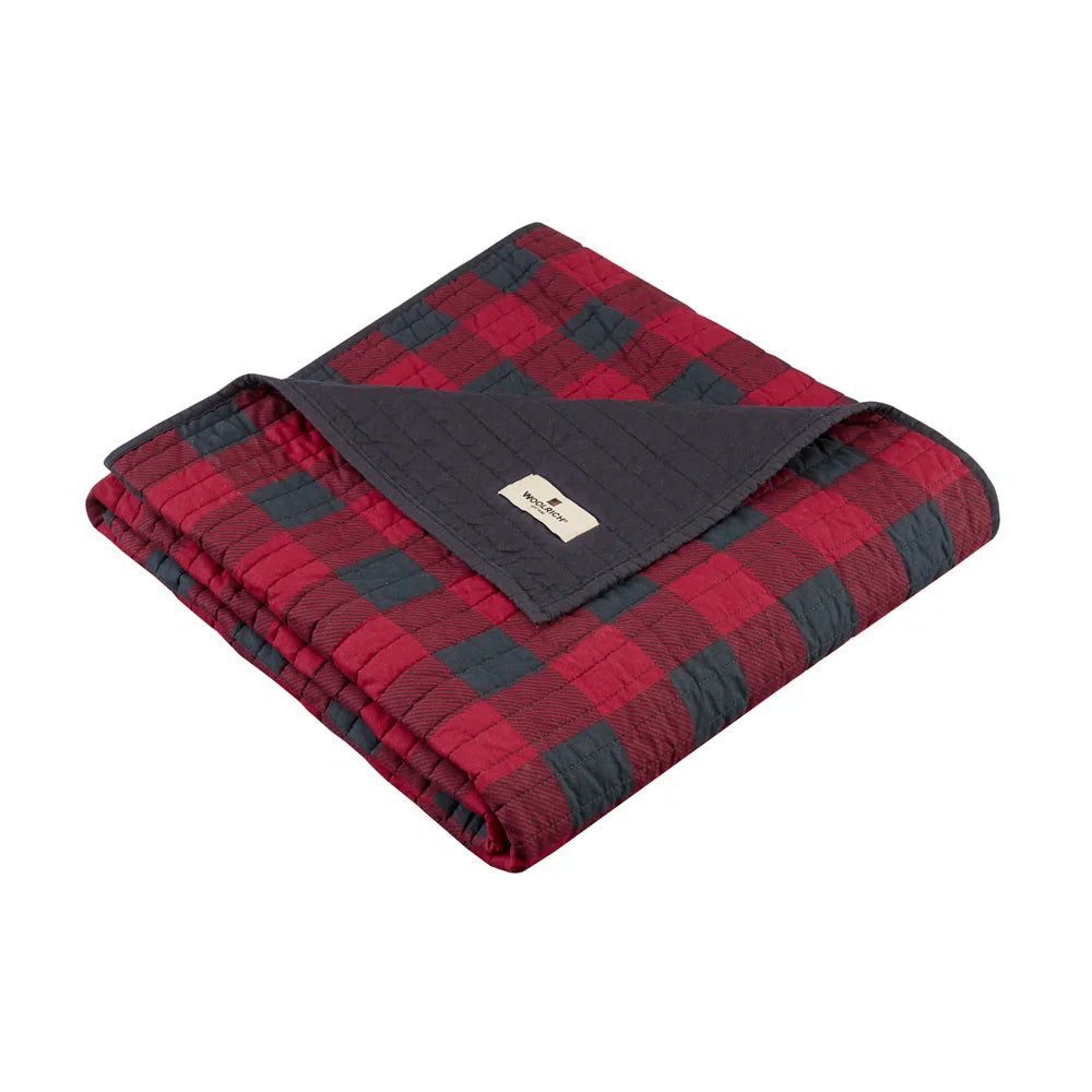 Plaid Quilted Throw Blanket, 100% Cotton