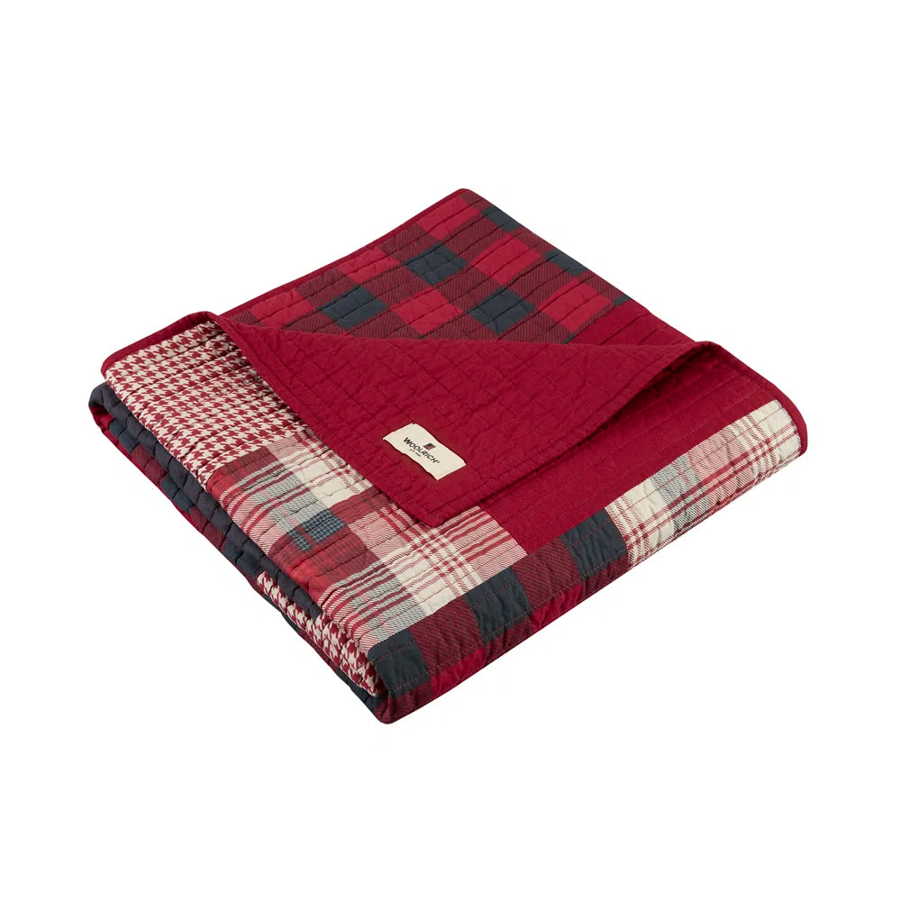 Plaid Quilted Throw Blanket, 100% Cotton