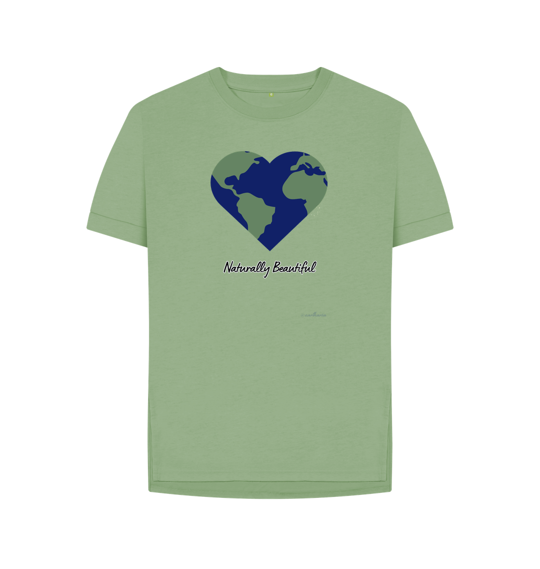 Sage Women's Relaxed Fit Tee Certified Organic Cotton, Eartharia's Signature Collection, Naturally Beautiful