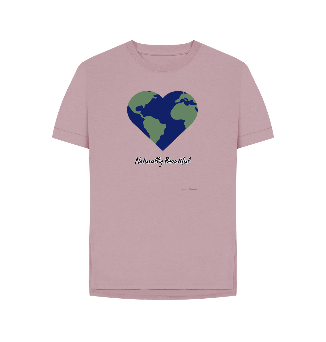 Mauve Women's Relaxed Fit Tee Certified Organic Cotton, Eartharia's Signature Collection, Naturally Beautiful