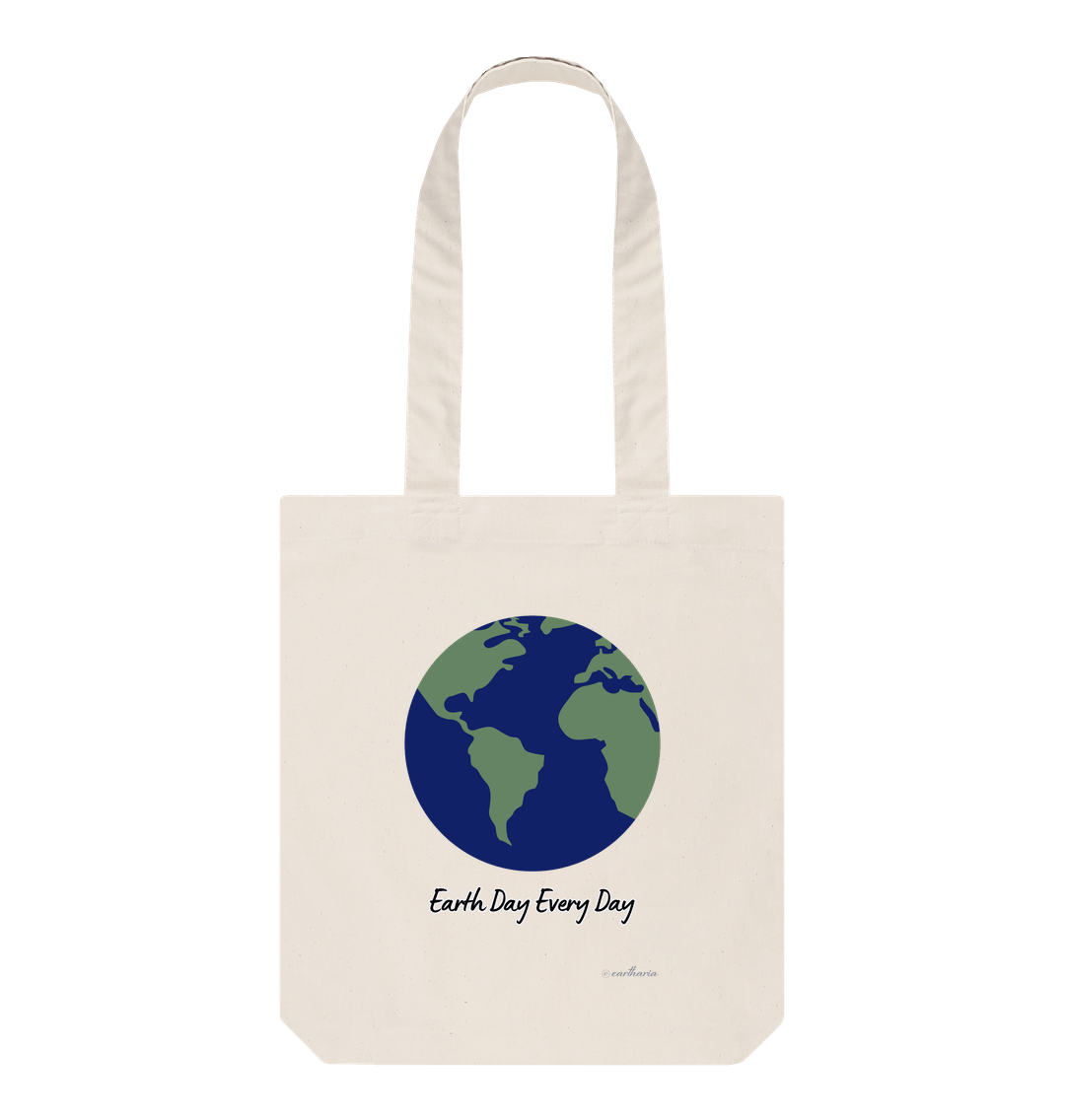 Natural Tote Bag, Organic Cotton, Eartharia's Signature Collection, Earth Day Every Day