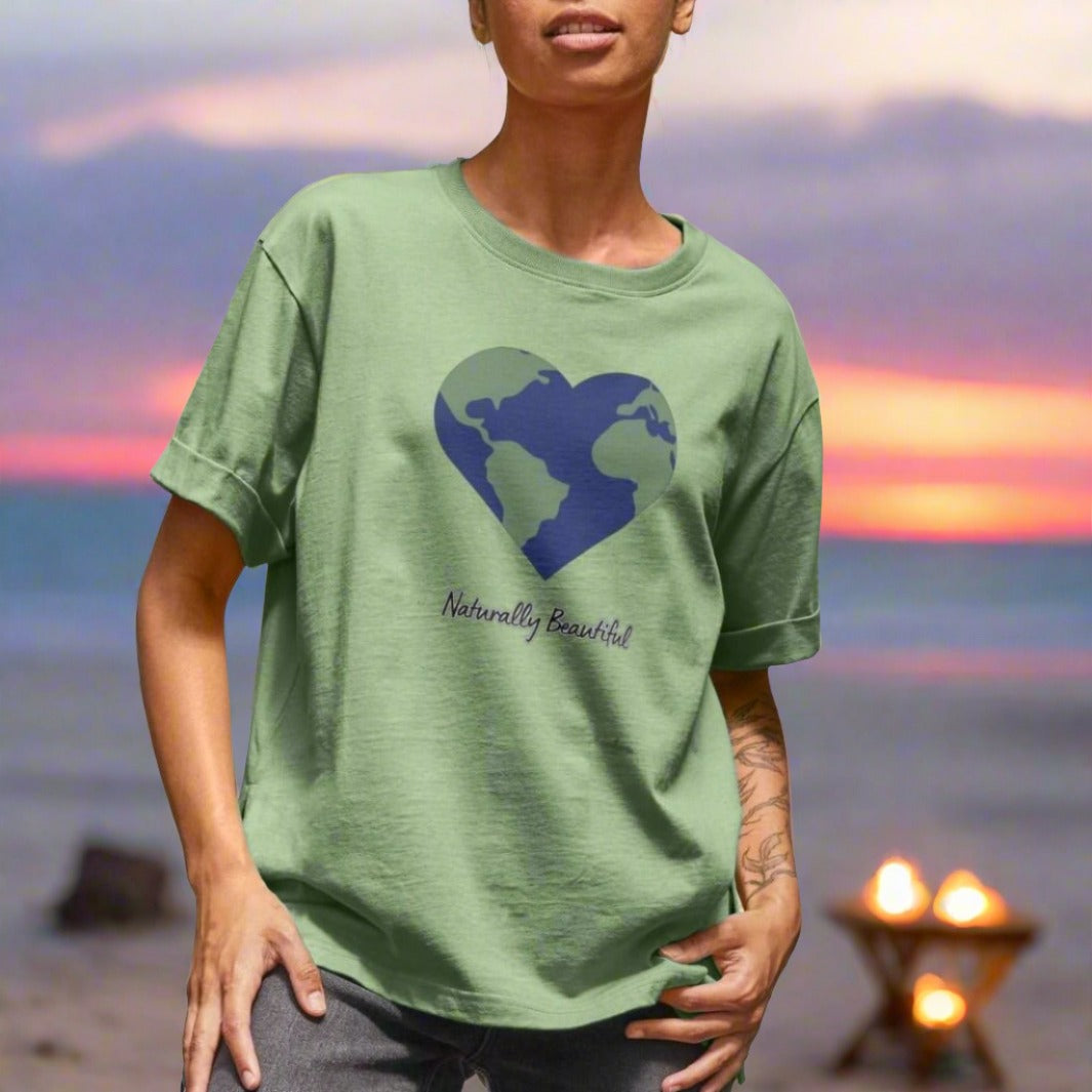 Women's Relaxed Fit T-Shirt, Organic Cotton, Recyclable, Eartharia's Signature Collection, Naturally Beautiful