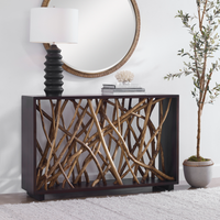 Wood Console Table, Mahogany with Teak Branches