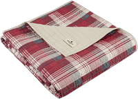 Plaid Quilted Throw Blanket, 100% Cotton