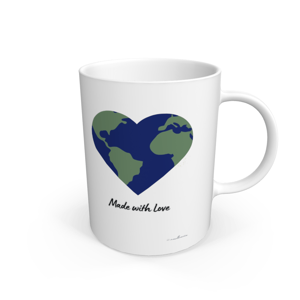 White Mug, 100% Natural Ceramic, Eartharia's Signature Collection, Made with Love