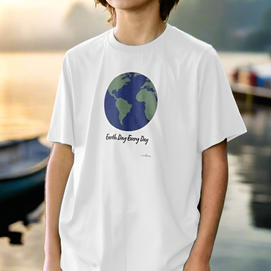 Kids' Basic T-Shirt, Organic Cotton, Recyclable, Eartharia's Signature Collection, Earth Day Every Day